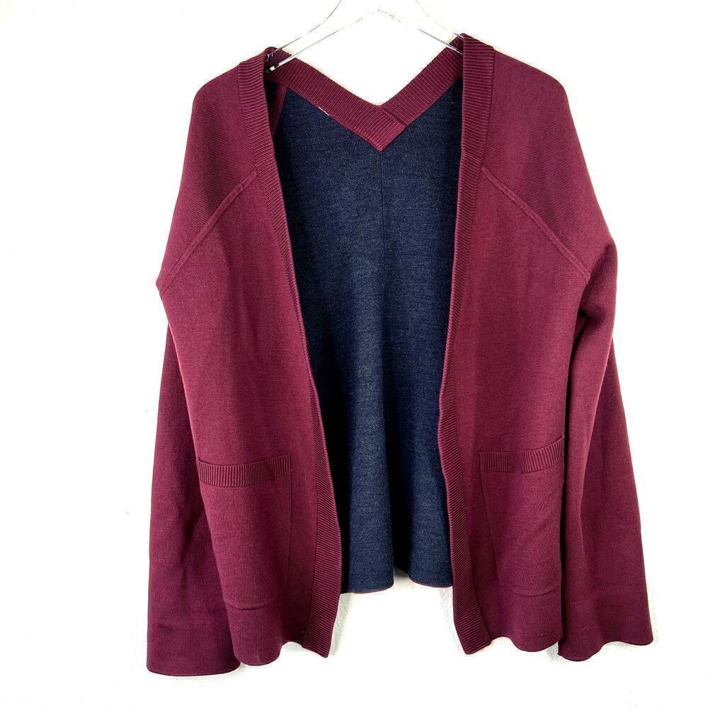 Lululemon Reverse Me Wrap Cardigan Sweater Reversible Merino Wool Red Gray - Picture 2 of 7
